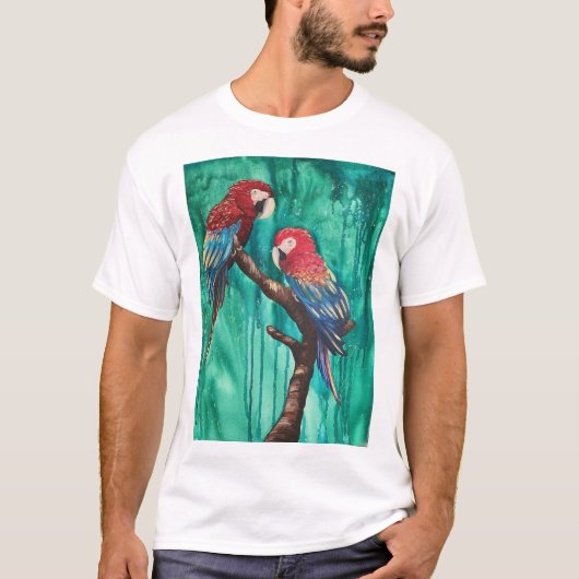 Twee prachtige parrots t-shirt (Voorkant)