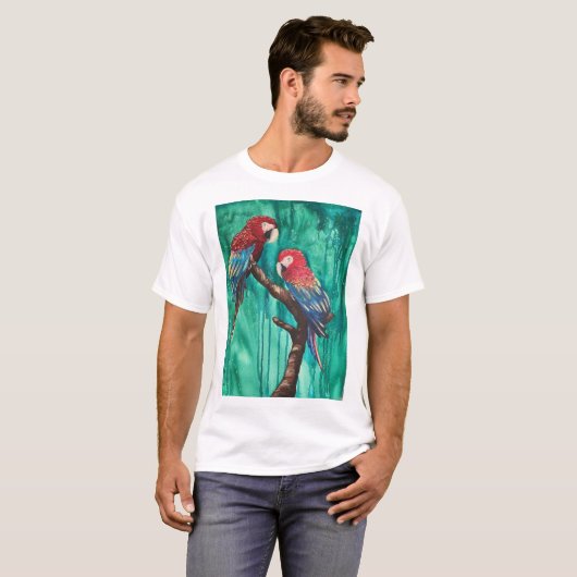 Twee prachtige parrots t-shirt (Voorkant volledig)