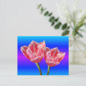 Twee prachtige roze Tulps Blue BG DIY Briefkaart (Staand voorkant)