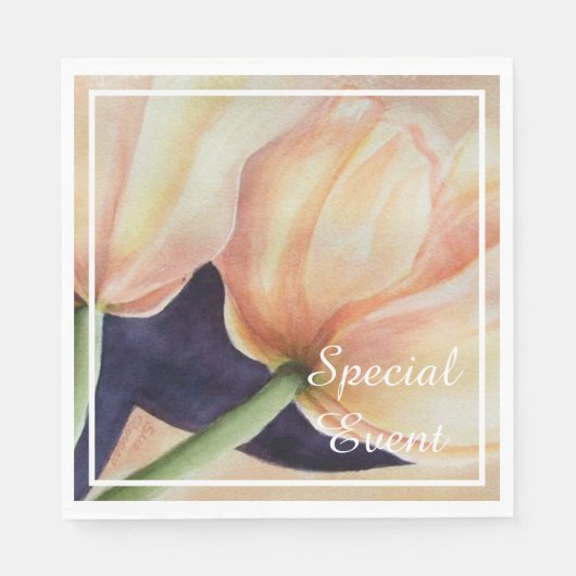 Twee prachtige tulpen feest servet (Voorkant)