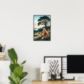 Twee prachtige Waterverf rode vossen rusten Poster (Thuiskantoor)