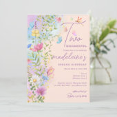 Twee prachtige Wildflower Tuin Meisje 2e Verjaarda Kaart (Staand voorkant)