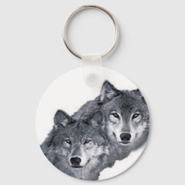 Twee prachtige wolven, op een sleutelhanger
