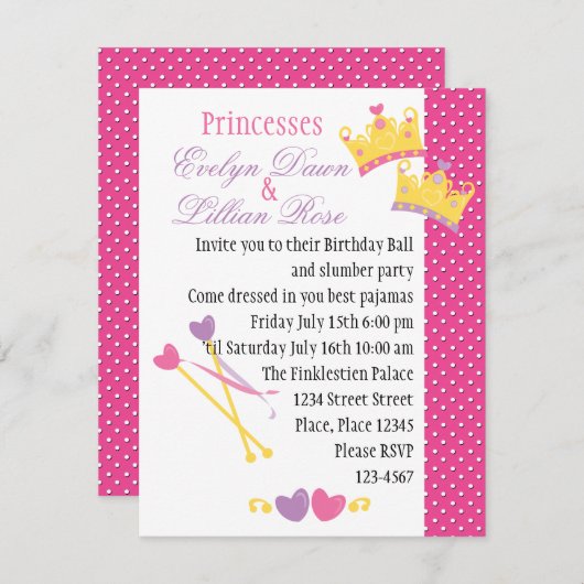 Twee prinses. kaart (Voorkant / Achterkant)