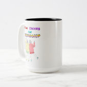 Twee Proost voor Vriendschap 30 Meisjes juli Vrien Tweekleurige Koffiemok (Voorkant links)