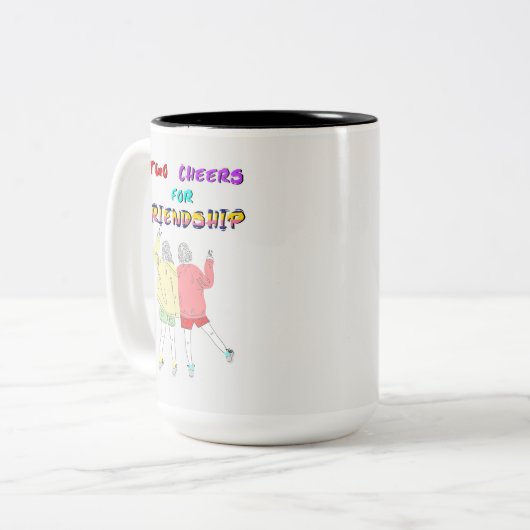 Twee Proost voor Vriendschap 30 Meisjes juli Vrien Tweekleurige Koffiemok (Voorkant links)