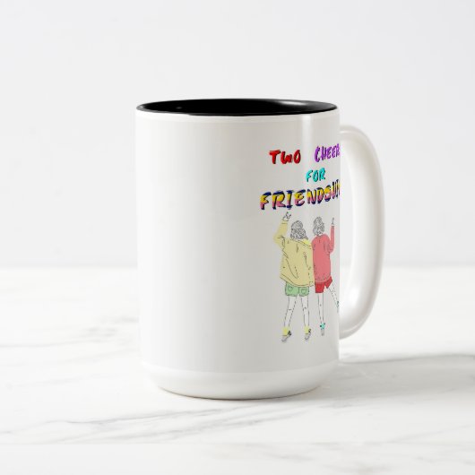 Twee Proost voor Vriendschap 30 Meisjes juli Vrien Tweekleurige Koffiemok (Voorkant rechts)