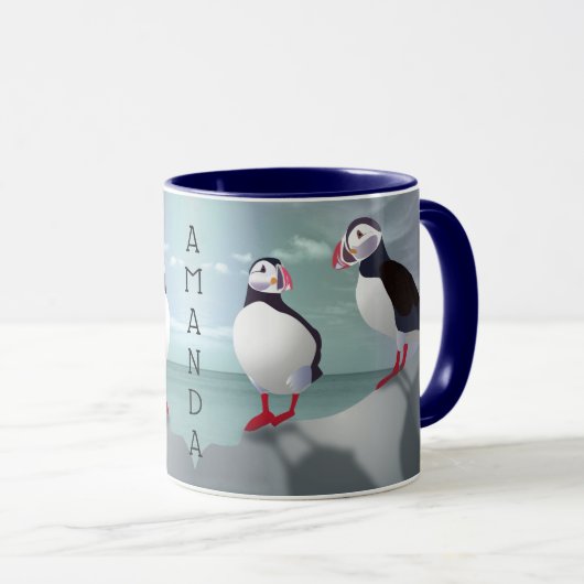Twee Puffins Design Mok (Voorkant rechts)