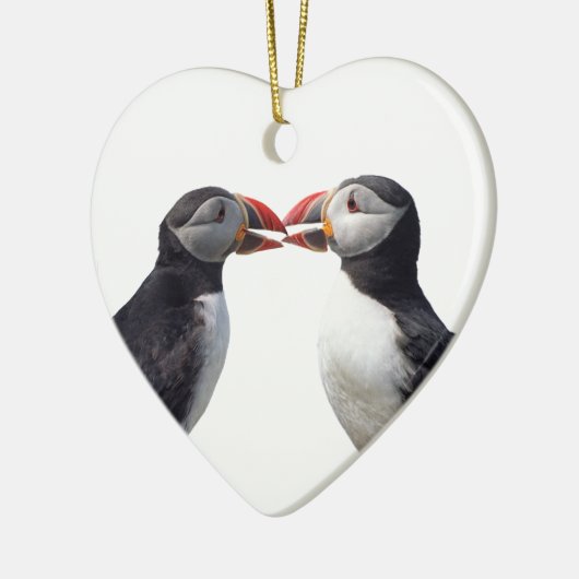 Twee puffins keramisch ornament (Links)
