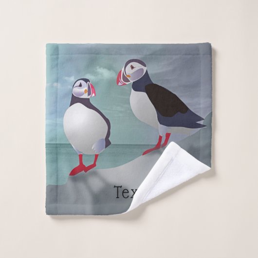 Twee Puffins-ontwerpen Bad Handdoek (Wasdoekje)