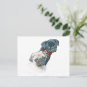 Twee pugs briefkaart (Staand voorkant)