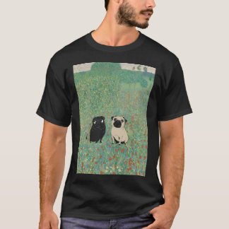 Twee pugs in Klimts weide T-shirt