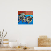 "Twee pugs" Poster (Keuken)