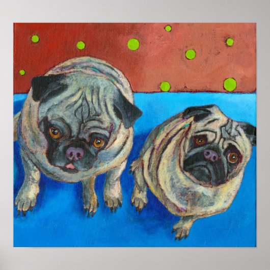"Twee pugs" Poster (Voorkant)