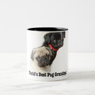 Twee pugs tweekleurige koffiemok