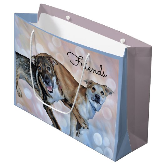 Twee Puppy Vrienden Gift Bag Groot Cadeauzakje (Voorkant Gekanteld)