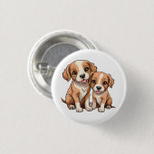 TWEE PUPPY'S knop Ronde Button 3,2 Cm (Voorkant /achterkant)