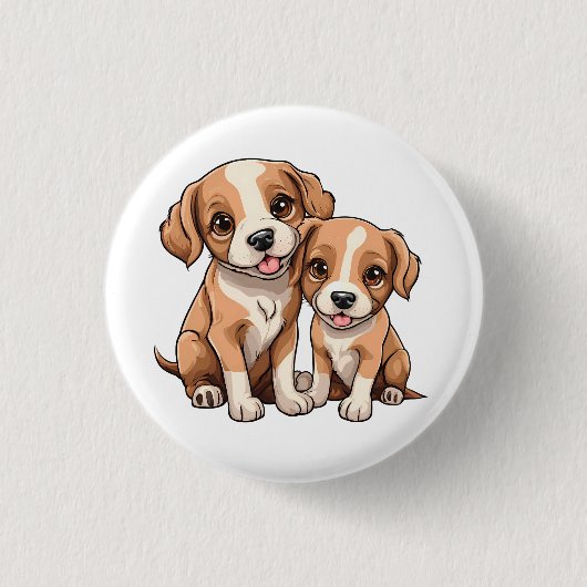 TWEE PUPPY'S knop Ronde Button 3,2 Cm (Voorkant)