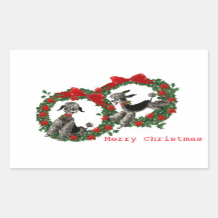 Twee puree in Poinsettia Wreaths Rechthoekige Sticker