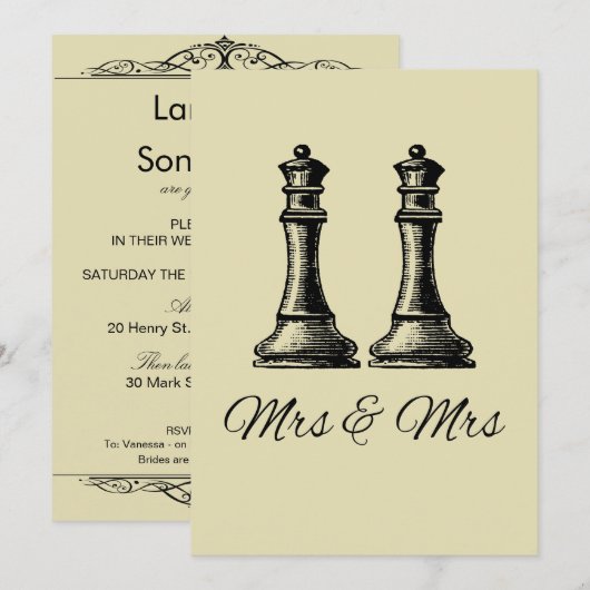 Twee Queens Lesbian Wedding Kaart (Voorkant / Achterkant)