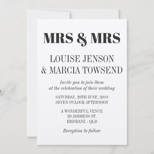 Twee Queens Lesbian Wedding Kaart (Achterkant)