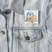 Twee Rabbits Buttonnen Vierkante Button 5,1 Cm (In situ)