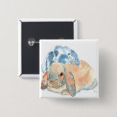 Twee Rabbits Buttonnen Vierkante Button 5,1 Cm (Voorkant /achterkant)