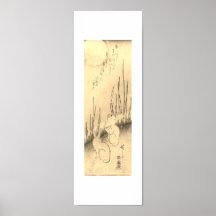 TWEE RABBITS EN EEN MOON JAPANESE AFDRUKKING