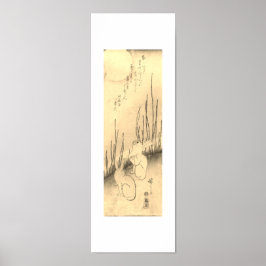 TWEE RABBITS EN EEN MOON JAPANESE AFDRUKKING POSTER