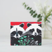 Twee Raccoons Briefkaart (Staand voorkant)