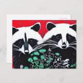 Twee Raccoons Briefkaart (Voorkant / Achterkant)