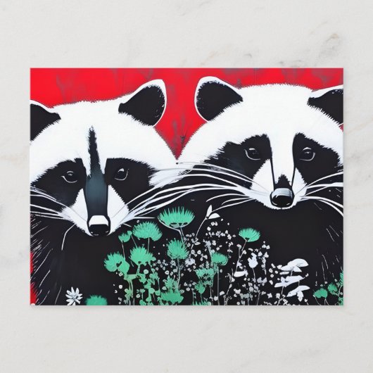 Twee Raccoons Briefkaart (Voorkant)