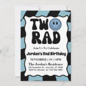 Twee Rad Blauw Jongen 2e Verjaardagsfeestje Kaart (Voorkant)