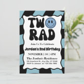 Twee Rad Blauw Jongen 2e Verjaardagsfeestje Kaart (Staand voorkant)