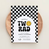 Twee Rad Checker Gelukkig Gezicht 2e Verjaardag Kaart