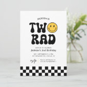 Twee Rad Checker Gelukkig Gezicht 2e Verjaardag Kaart (Staand voorkant)