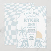 Twee Rad Modern Surf Surfboard 2e verjaardagsfeest Kaart (Voorkant / Achterkant)