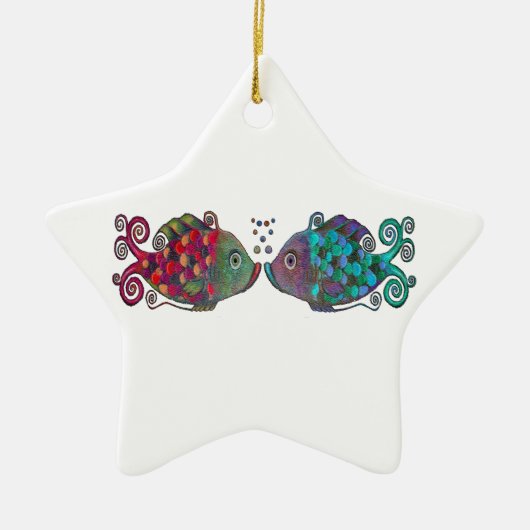 Twee radionavontuurlijk vispaar zeer uniek keramisch ornament (Voorkant)