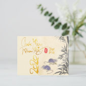 Twee Ratten Bamboe Vietnamees Nieuwjaar 2020 HPC Briefkaart (Staand voorkant)