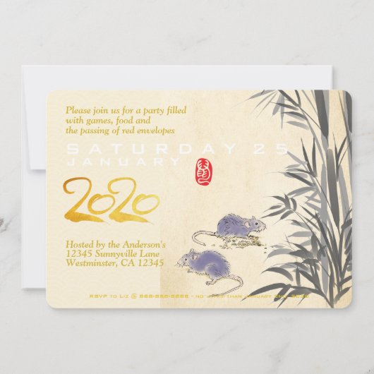 Twee Ratten Bamboe Vietnamees Nieuwjaar 2020 PHFC Save The Date (Achterkant)