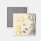 Twee Ratten Bamboe Vietnamees Nieuwjaar 2020 SqM Magneet (Voorkant / Achterkant)