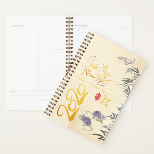 Twee ratten Bamboo Vietnamese Nieuwjaar 2020 S Pla Planner (Display)