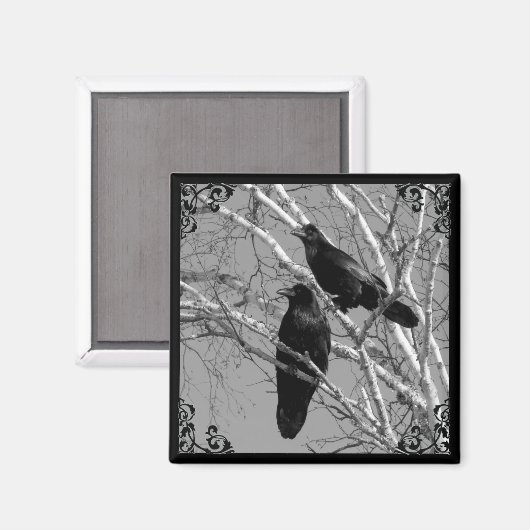 Twee Ravens Gotische magneet (Voorkant / Achterkant)