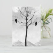 Twee Ravens in Silhouette Gothic Wedding Kaart (Staand voorkant)