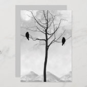 Twee Ravens in Silhouette Gothic Wedding Kaart (Voorkant / Achterkant)