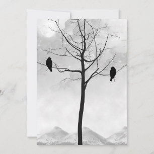 Twee Ravens in Silhouette Gothic Wedding Kaart