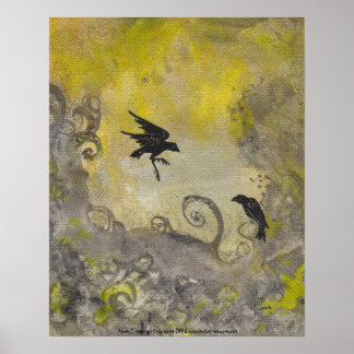 Twee Ravens op het Abstracte Poster van de Smokey 