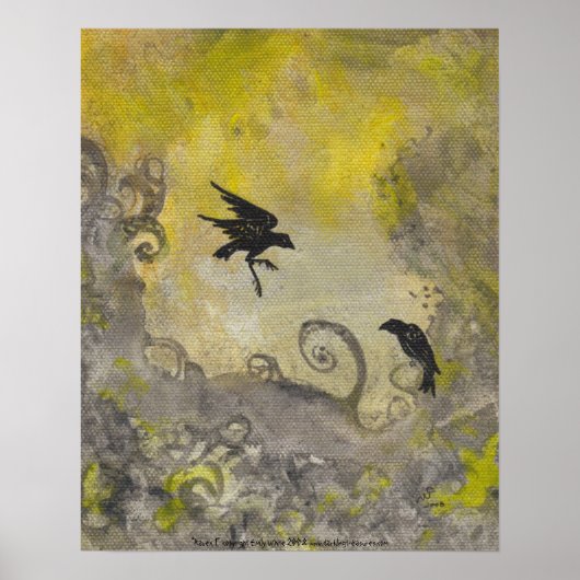 Twee Ravens op het Abstracte Poster van de Smokey (Voorkant)