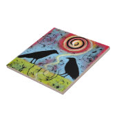 Twee Ravens reflecteren keramische tegel Tegeltje (Zijkant)