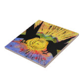 Twee Ravens zitten en reflecteren op de Keramische Tegeltje (Zijkant)